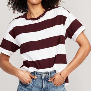 Old Navy - Vintage Striped T-Shirt for Women - Burgundy Stripe